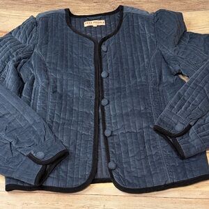 Free People Blue Natalia Velvet Jacket Small